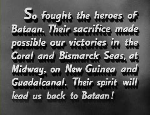 Odjavni tekst naglašava kako su žrtve Bataana bile pokretač pobjeda na Pacifiku.