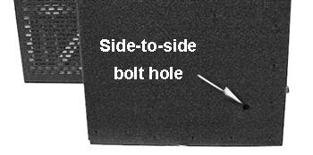 end of the row has shorter side-to-side bolts to secure just two