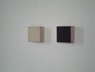 Imi Knoebel, Untitled, 1969, oil paint on canvas on wood These two small square paintings, one white and one black, seem to sum up a whole history of art, in particular the black and white