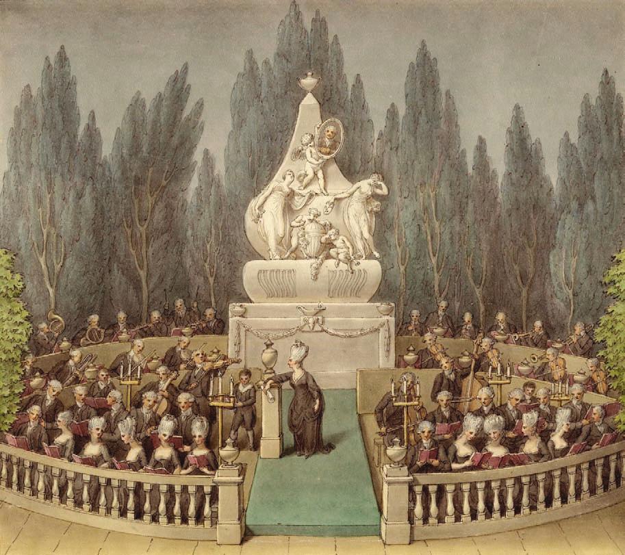 8 Garrick memorial concert at Drury Lane Theatre; watercolour by Edward Frances Burney, 1779 ( Trustees of the British Museum) was built in 1812.