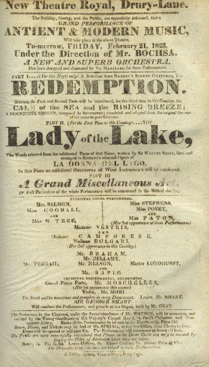 10 Playbill for a Grand Performance of Ancient & Modern Music, Friday, 21 February 1823 (By permission of the Garrick Club of London) from Handel oratorios, Haydn s Creation, Italian and English