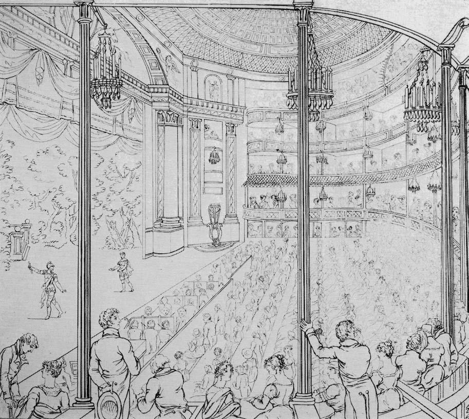 3 Interior view of the fourth Drury Lane Theatre, after Nicolaus Heideloff, engraved William Hopwood, published London, 1813 ( Trustees of the British Museum) Abbey in 1834 had two serpents.
