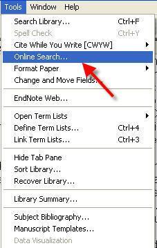 Select Online Search from Tools