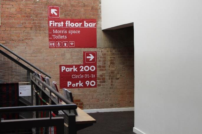 of the stairs and follow these signs to Park90.