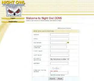 8.3.4 DDNS Registration This option allows you to set up a free website address that will point back to the DVR, regardless of whether or not the IP address changes.
