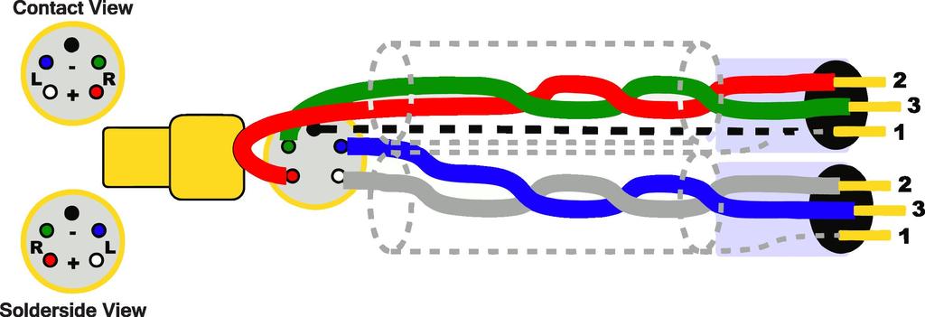 The eventual shielding should be separately connected to pin 1 of the XLR connector for each channel.