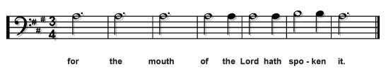 MOTIF 4 8. Which TWO voice parts first sing this motif? 9. What do you notice about the PITCH of this motif? 10. How does the DURATION of the notes differ with the previous 3 motifs?