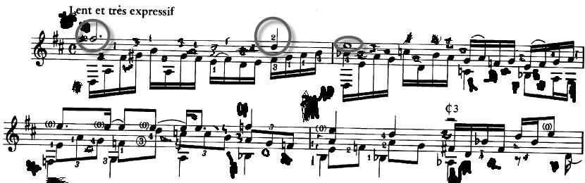 37 Musical Example 2.3 Preludio e toccatina, 3 rd movement from Aquarelle by Assad (mm.