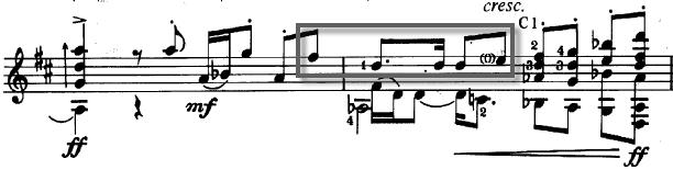 4). Musical Example 2.4 Preludio e toccatina, 3 rd movement from Aquarelle by Assad (mm. 125-126) The introduction is lyrical and serves as a prelude.
