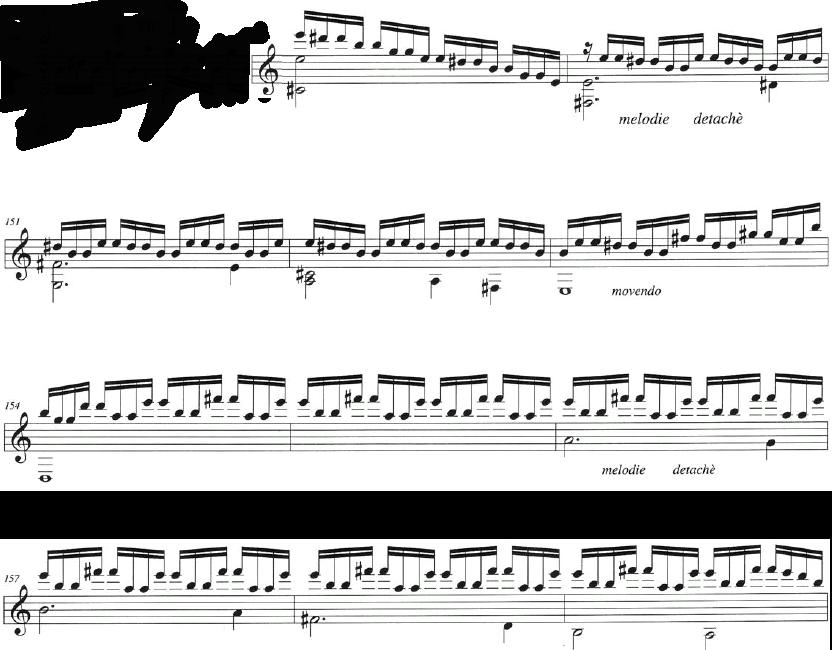 64 Musical Example 4.14 Fantasia Carioca by Assad (mm. 149-159) 3.