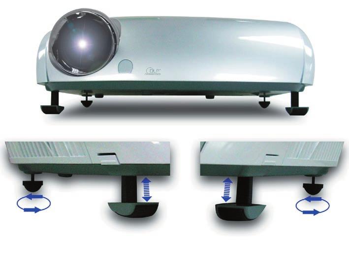 Installation Adjusting the Projected Image Adjusting the Projector s Height The projector is equipped with elevator feet for adjusting the image height. To raise the image: 1.