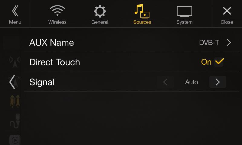 EN DE FR 2 When the AUX input is enabled, the option AUX Name becomes available. Select DVB-T from the menu.
