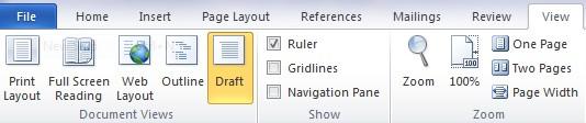 in your document: click the View tab then Draft in Document Views section.