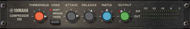 Compressor 260 Compressor 260 Compressor 260 emulates the characteristics of compressors and limiters of the midseventies. The VST 3 version of the plug-in provides an input for side-chaining.