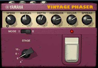 Vintage Phaser Depth Feedback Spread Mix Type Bypass Sets the depth of the effect by altering the amplitude of the LFO waveform which controls the modulation.