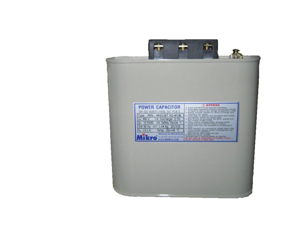 The dry type capacitor operates within a cylindrical aluminium case which improves the thermal response and simplifies installation.