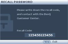 entering another six-digit password, or if you did not record the password in this manual, and you absolutely do not remember it, you can use the password recall procedure.