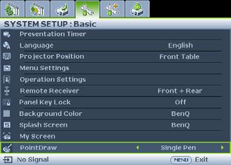 System Setup: Basic PointDraw to select "Dual Pen", "Single Pen", or "Off". Single Pen For optimized interactive speed, it is recommended to select Single Pen in PointDraw settings.