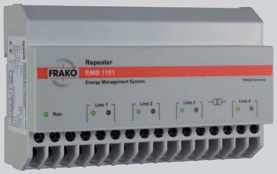System Components Repeater EMB 1101 Repeater The repeater EMB 1101 is designed to process and distribute signals in the FRAKO Starkstrombus.