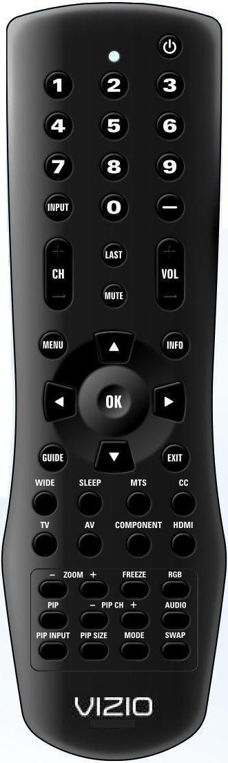 1.5 VIZIO Remote Control Remote LED Blinks when the remote operates. POWER Press this button to turn the TV on from the Standby mode. Press it again to return to the Standby mode.