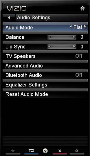 Audio Adjust audio options including balance, equalizer, and advanced audio settings. Audio Mode Choose from Flat, Rock, Pop, Classical or Jazz.