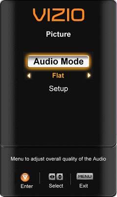 4.15 PC Input Audio Adjustment The Audio Adjust menu operates in the same way for the PC Input as for the DTV / TV input