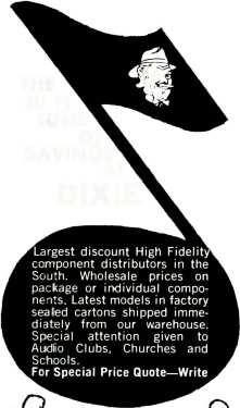 Index of Equipment Reports, 1965 THE HI - =I TUNE OF SAVINGS AT DIXIE Largest discount High Fidelity component distributors in the South. Wholesale prices on package or individual components.
