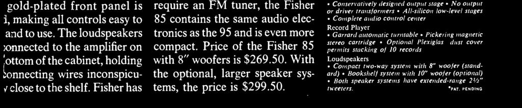 Fisher 95 with 8" woofers is only $369.50!