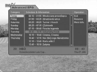 Guide of Main Menu 2. TV Guide You can watch a programme being shown and reserve it in the TV EPG mode.