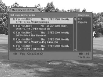 Guide of Main Menu Simple EPG Shows a Simple EPG like an Information box. This mode shows in the A/V playback mode. Black vertical line : Indicates the current time.