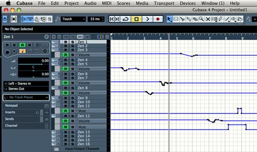 automation data in Cubase 4, go to: Project > Track Folding >