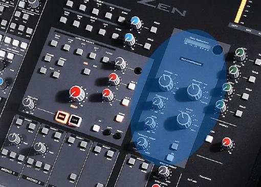 Bus Compressor. Zen features an integrated high class VCA bus compressor. It is located in the master section of the console on the right hand side.