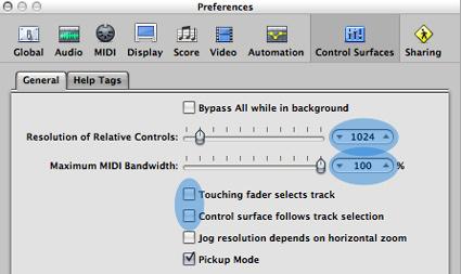 From here a few preference tweaks are needed to ensure smooth operation. Logic Pro > Preferences > Control Surfaces > Preferences... Step 11. a.) Please set the resolution of relative controls to 1024 (or any value greater than 512) b.