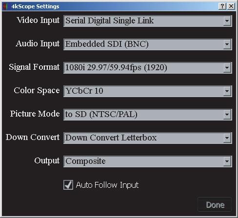 Input and Output Modes Video/Audio Inputs (hardware dependent) Single Link SDI/HD-SDI Dual Link HD-SDI Quad Link HD-SDI (Quad HD and 4K) 3G Dual Link 3G Dual Rate HDMI Analog inputs (with an