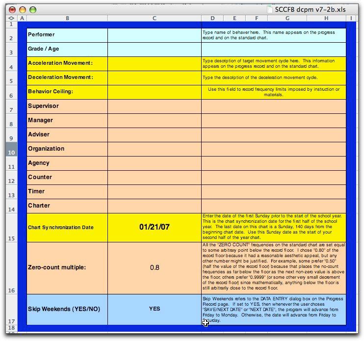 SET-UP PAGE The Set-Up page contains all the fields (record information) needed to identify the learner, the various movements targeted for change, staff members supporting the change effort, the