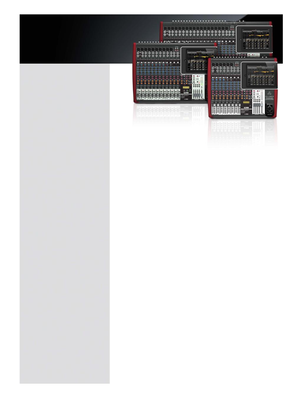Small Format Mixers / Premium mixer with ipad Docking Station, KLARK TEKNIK Multi FX processor, British EQs, USB/Audio interface Premium ultra-low noise, high headroom mixer with ipad integration