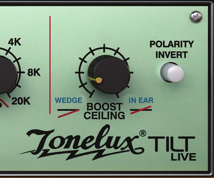 10 TONELUX TILT Filter Section The filter section with its two filters will further shape the sound or help you get rid of problematic frequencies in a track.