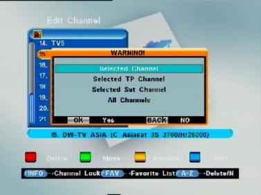 You can move more than one channel at one time by marked. 3) Press, keys again to move the channel. 4) When the channel is in the desired position, press OK to confirm the move.
