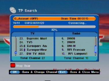 5-1-5 Search All (Blue key in Installation menu) By pressing the BLUE key in the Installation menu, will search all channels of the satellite regardless of the frequency.