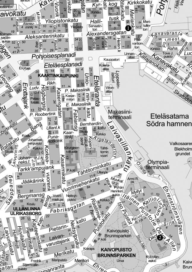 Guide Map to the Embassy of France in Helsinki 1. Finnish Literature Society (Hallituskatu 1) 2.