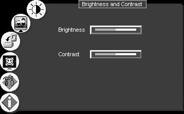 Operating the Seamless Switcher / Scaler Figure 8: MENU Screen Brightness and Contrast Gamma and Color Source Geometry Utility Information Figure 9: Menu Screen Icons 7.3.