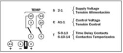 EXTERNAL CONNECTIONS DIAGRAM The 5-9-13 and 6-10-14 are timer contacts. In a RBF-4: The terminals 1-2 are for the auxiliary supply of the relay.