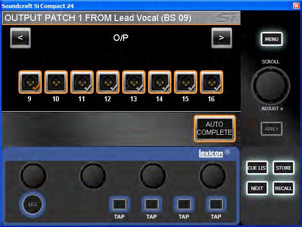 Setting or Changing the Direct Out Patch The DIRect OUT PATCH screen shows the current direct output patch with an orange tick other outputs that are in use have a gray tick whilst unused patches