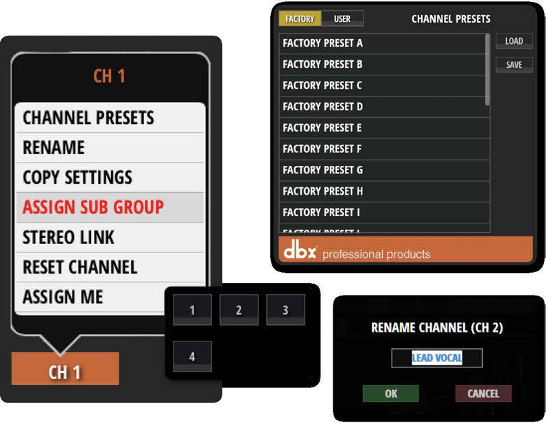 4.2.1: INPUT SUB-MENU CHANNELS > INPUT SUB-MENU By long-clicking/tapping on a channel name you can access the channel sub-menu for access to various channel parameters.