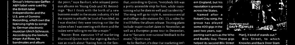 Turing plans include majr- market dates in Nvember, as well as a Eurpean press tur in December, due t "fantastic internatinal feedback t the music," Quinn says.