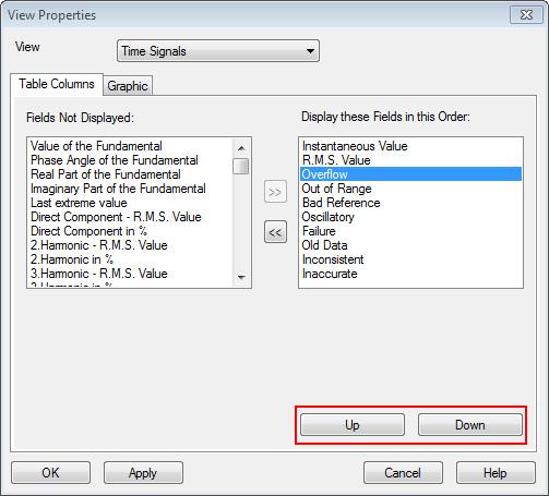 SIPROTEC Records 4.4 Quality Attributes If you want to change the order of the table columns, select a value in this box and click the Up or Down button, see Figure 4-5.