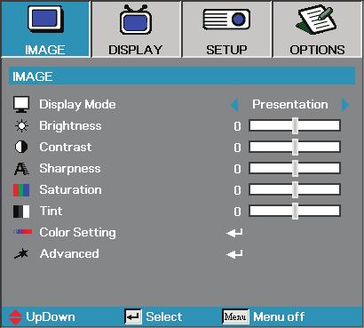 User Controls Image Saturation Adjusts a video image from black and white to fully saturation color. 4 Press to decrease the amount of saturation in the image.