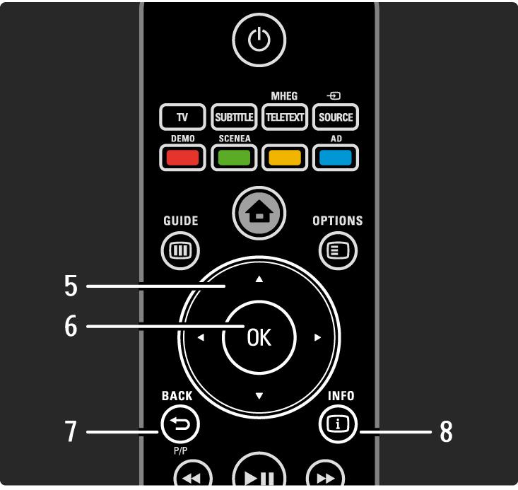 2.1.1 Remote control overview 2/6 5 Navigation key To navigate up, down, left or right.