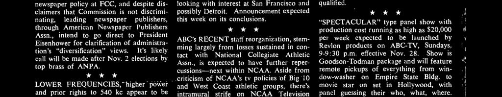 Aside from criticism of NCAA's tv policies of Big 10 and West Coast athletic groups, there's intramural strife on NCAA Television Committee itself.