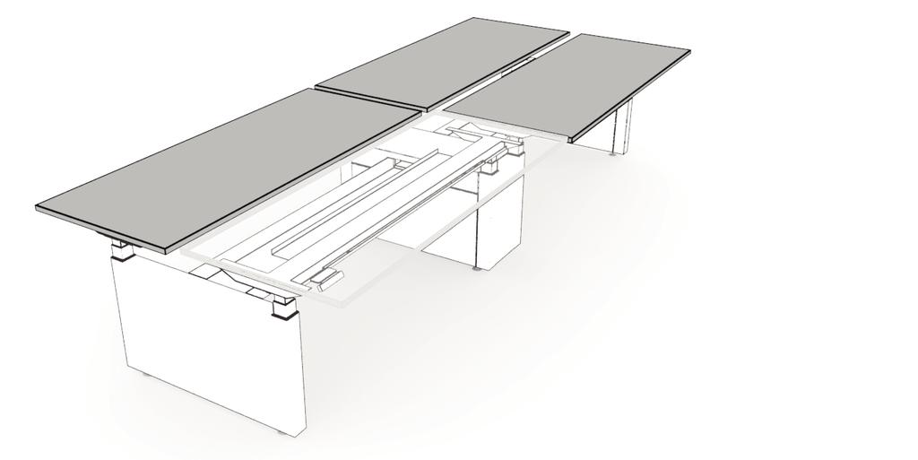 hispace application guides hispace worksurface basics hispace Rectangular Worksurfaces are available with a 3" or 5" center gap to accommodate casual screens.